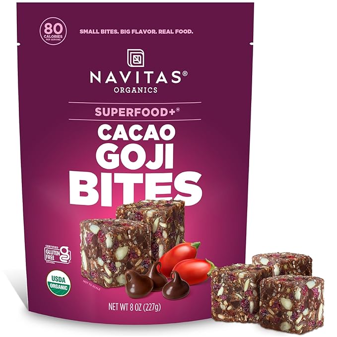 Navitas Organics Cacao Goji Superfood+ Bites – 8 OZ – Healthy Snack