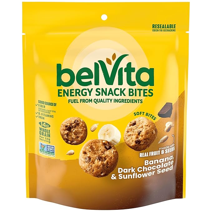 belVita Banana Dark Chocolate Sunflower Seed Energy Snack Bites – 5 OZ – Better-for-You Snack