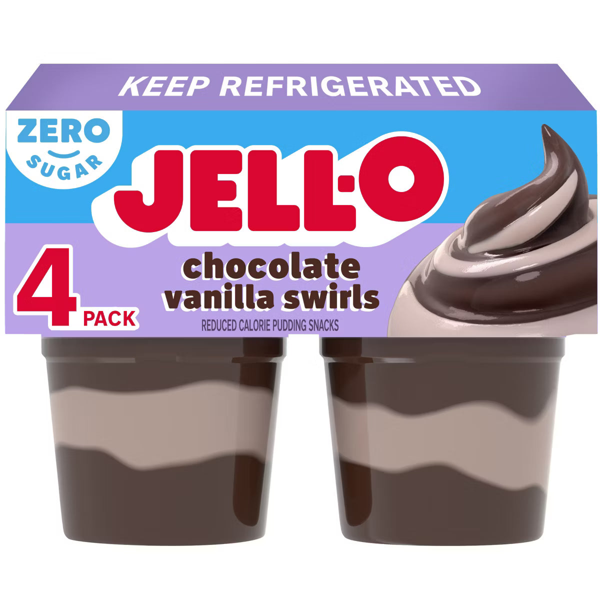 Jell-O Chocolate Vanilla Swirls Pudding Cups – 14.5 OZ – Healthy Snack