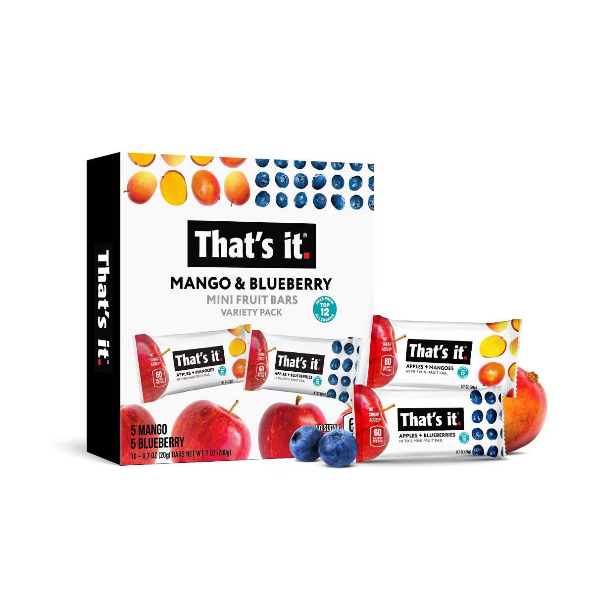 That's It. Mango Blueberry Mini Fruit Bars – 7 OZ - 10 Pack