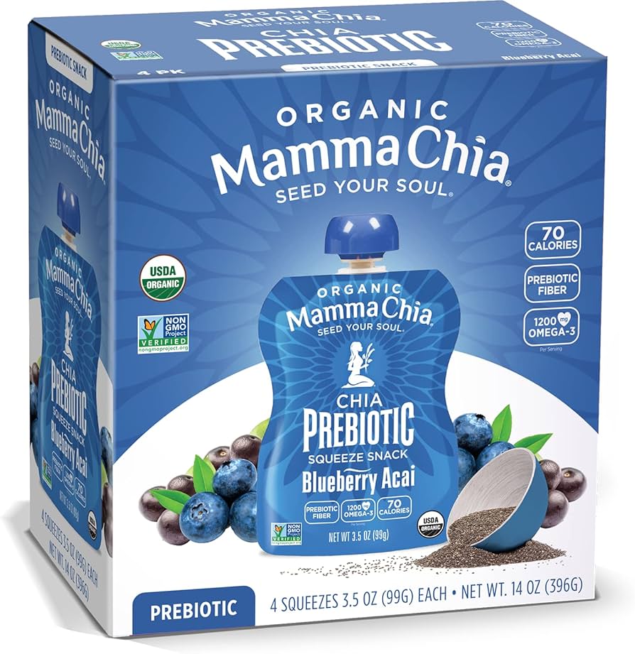 Mamma Chia Blueberry Acai Snack Pouches – 14 OZ – Organic Chia Snack