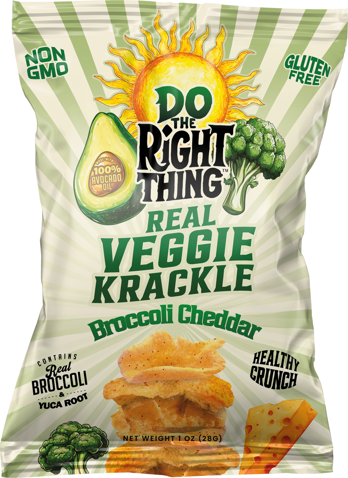 Do The Right Thing Veggie Krackle Broccoli Cheddar Snack – 4 OZ – Healthy Snack