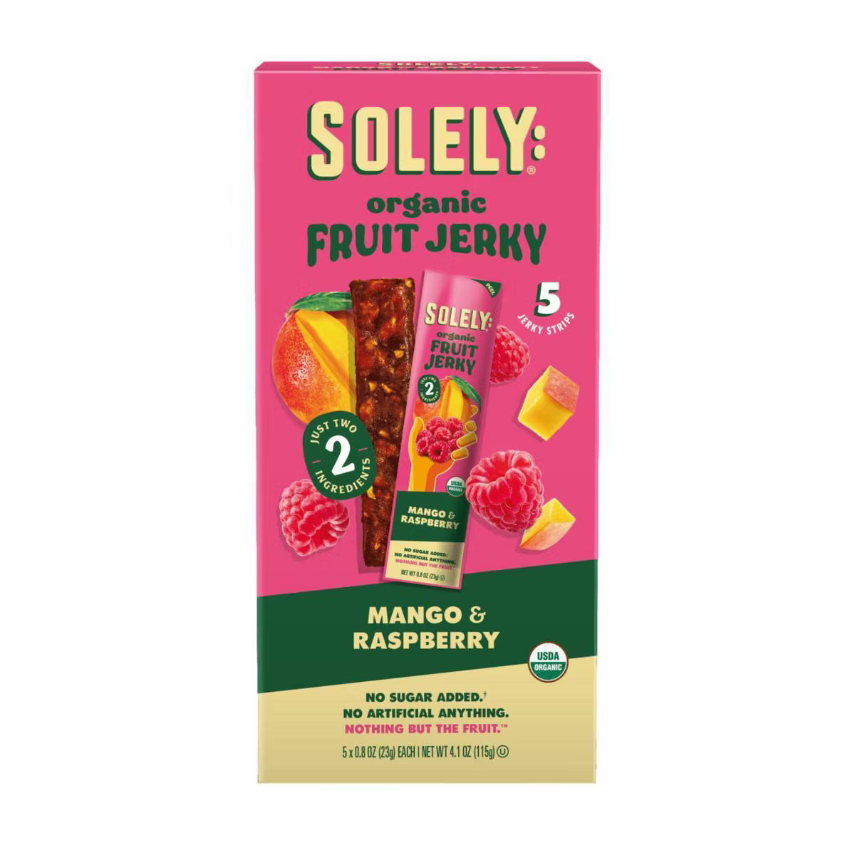 Solely Mango and Raspberry Organic Fruit Snack Jerky – 4.1 OZ – Healthy Snack