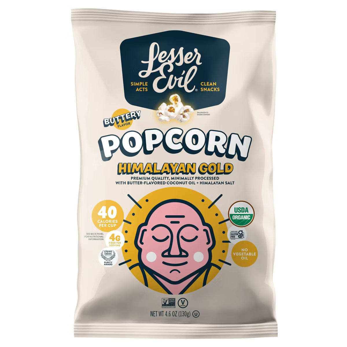 LesserEvil Himalayan Gold Popcorn – 4.6OZ – Organic Snack